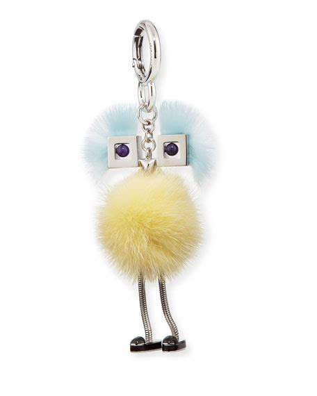 fendi chick bag charm in yellow light blue preowned used|fendi used products.